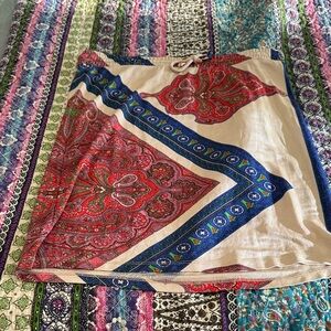 Anthropologie Red and Blue Paisley Skirt